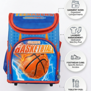 Guards Basketball 4-Compartment Sports Backpack – Integrated Shoe Cube & Wet/Dry Pod